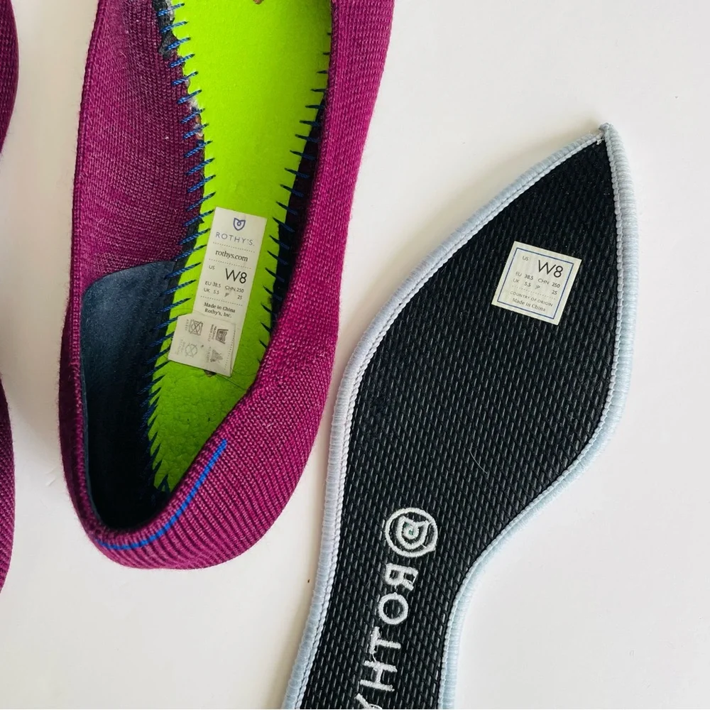 Rothy’s SIZE 8 The Point washable flats in maroon